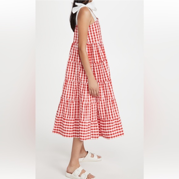 SISTER JANE Love Note Gingham Midi Dress In Red And White size XS - Picture 4 of 13